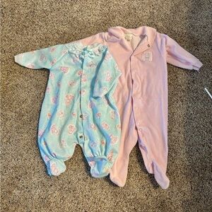 Vintage Baby Onesie Set - Pink and Blue